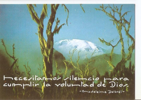 Postal 030823 : Arboles retorcidos al fondo montaña helada