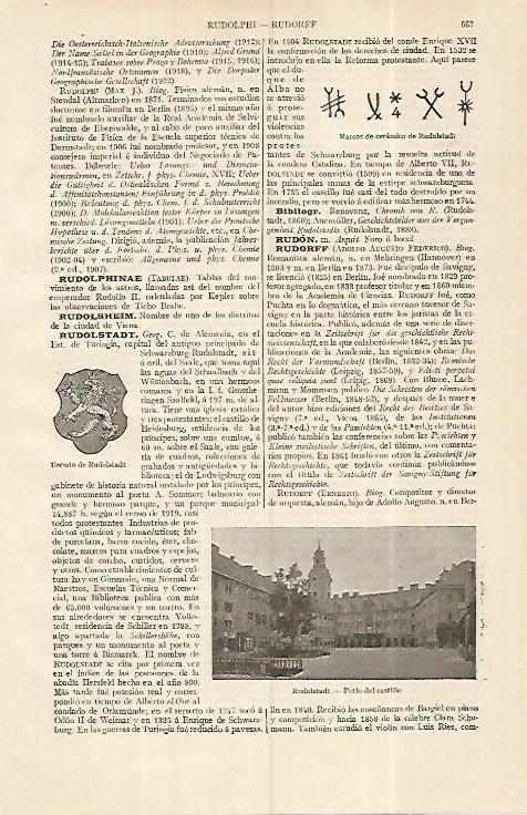 LAMINA ESPASA Alemania 19320: Escudo y Castillo de Rudolstadt Alemania