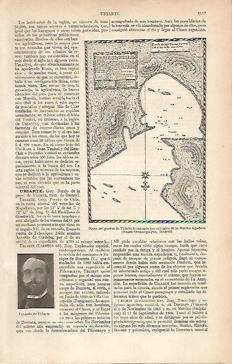 LAMINA ESPASA 12193: Plano del puerto de Uriarte Chile