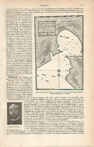 LAMINA ESPASA 12193: Plano del puerto de Uriarte Chile