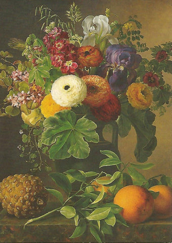 Postal 50782: JOHAN LAURENTZ JENSEN - Still Life with Flowers and Fruits