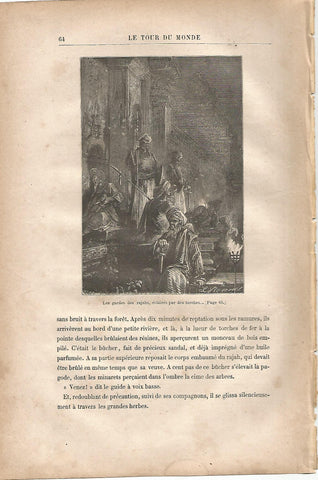 LAMINA 1211: VERNE. Les gardes des rajahs eclaires par des torches…