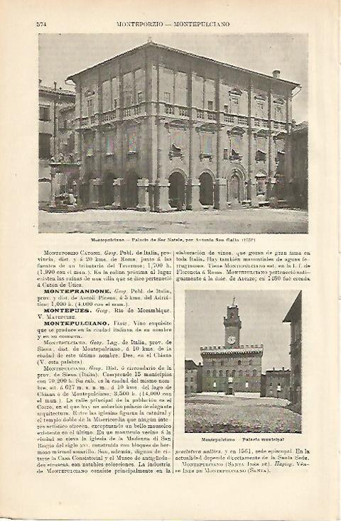 LAMINA ESPASA 8639: Palacio de Ser Natale en Montepulciano Italia