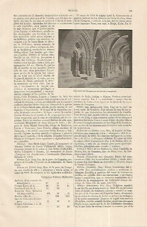 LAMINA ESPASA 19334: Monasterio de Rueda Zaragoza