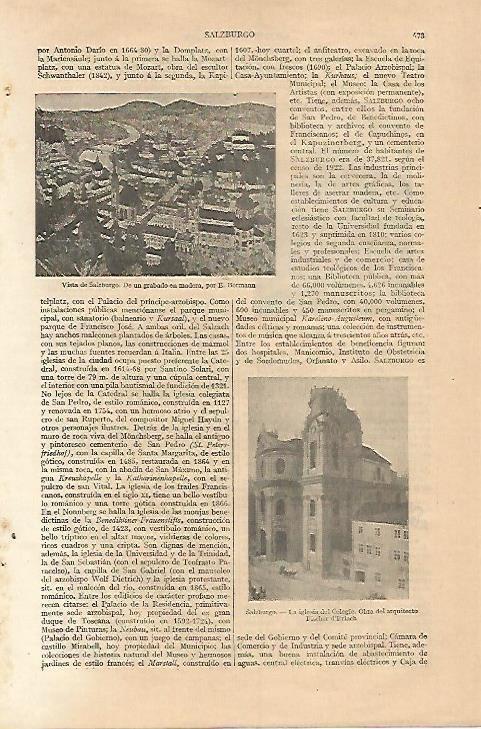LAMINA ESPASA 18228: Vistas de Salzburgo Austria