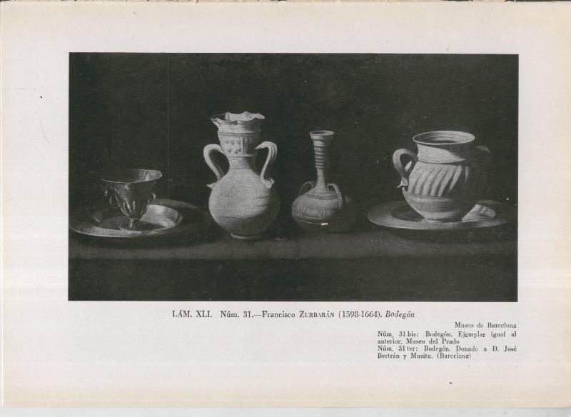 La coleccion Cambo, lamina 41: Francisco Zurbaran: Bodegon