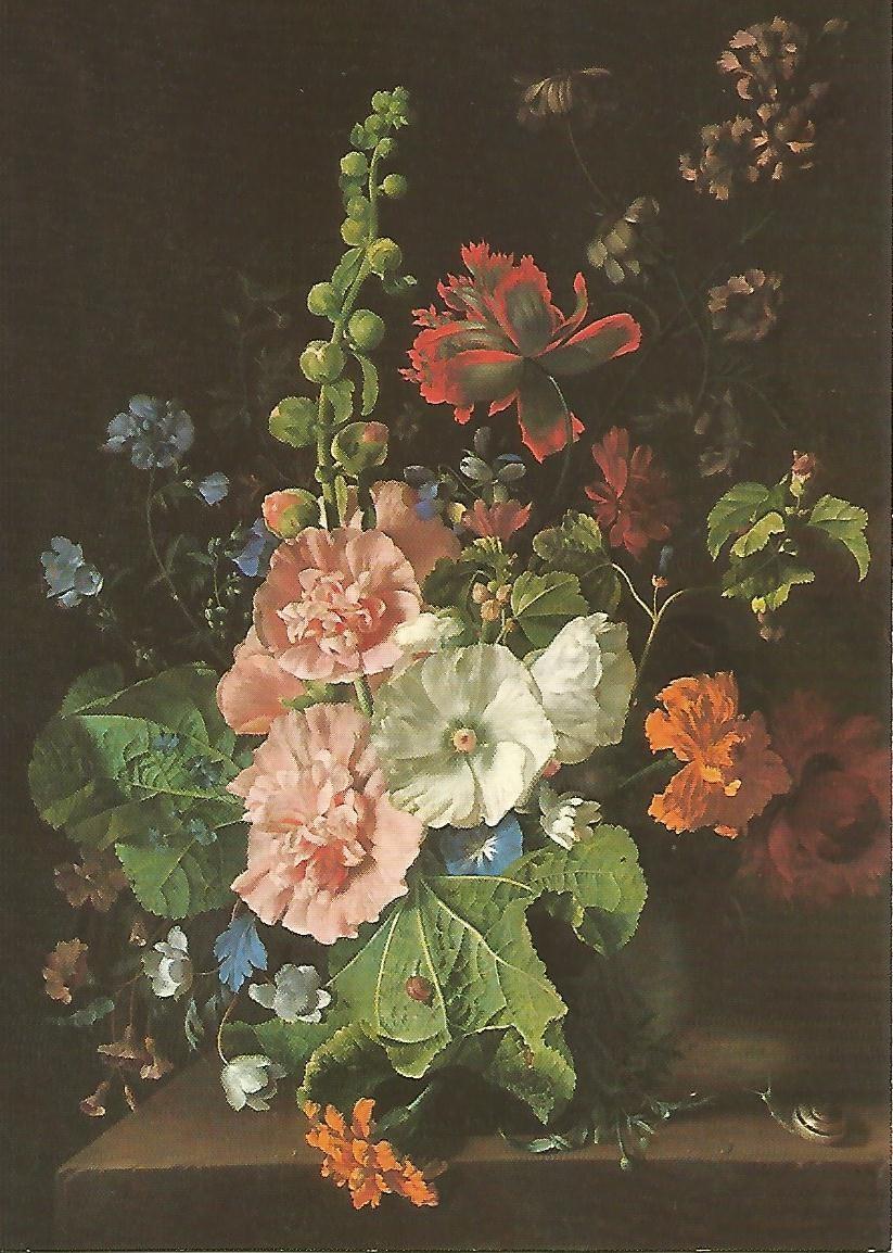 Postal 50797: JAN VAN HUYSUM - Hollyhocks and other Flowers