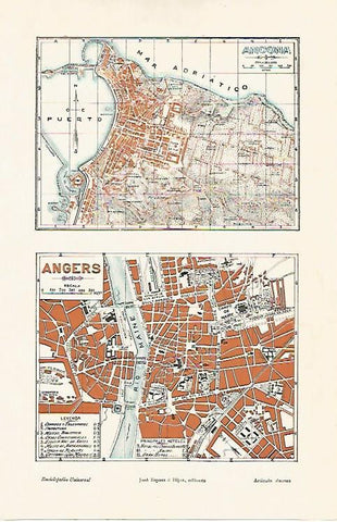 LAMINA ESPASA 6951: Plano de Ancona (Italia) y de Angers (Francia)