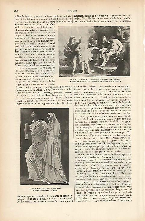 LAMINA ESPASA 7581: Orfeo y Euridice por Rubens y por Feuerbach
