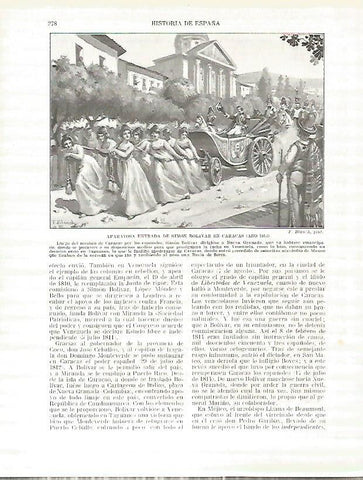 LAMINA 4400: Entrada de Simon Bolivar en Caracas en 1813
