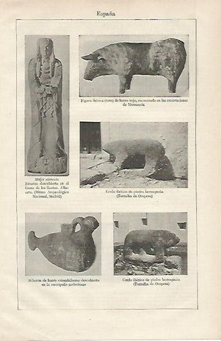 LAMINA ESPASA 19927: Esculturas de la cultura iberica