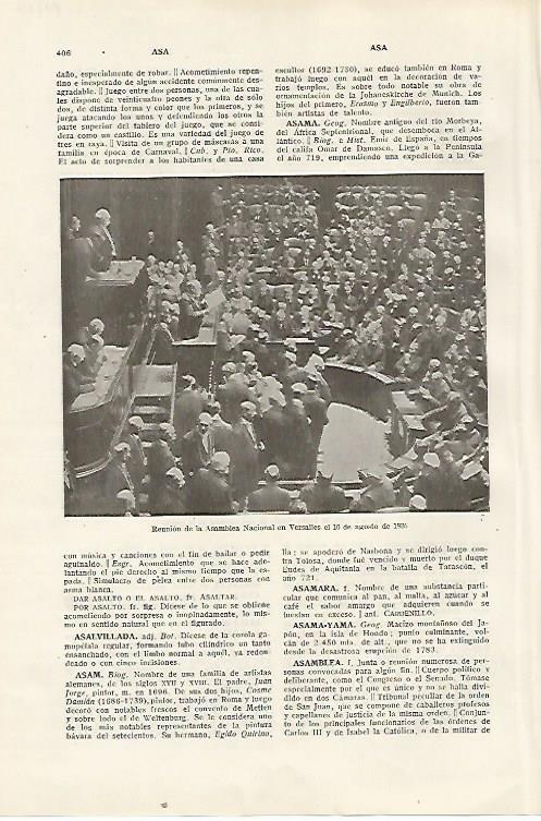 LAMINA SALVAT 80227: Asamblea Nacional en Versalles en 1926