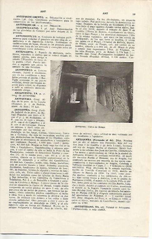 LAMINA SALVAT 80231: Cueva de Menga en Antequera