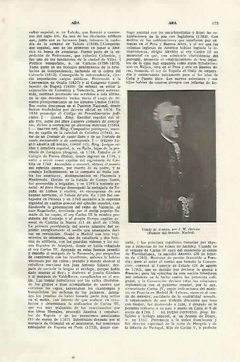 LAMINA SALVAT 80269: El Conde De Aranda por J.M. Galvan
