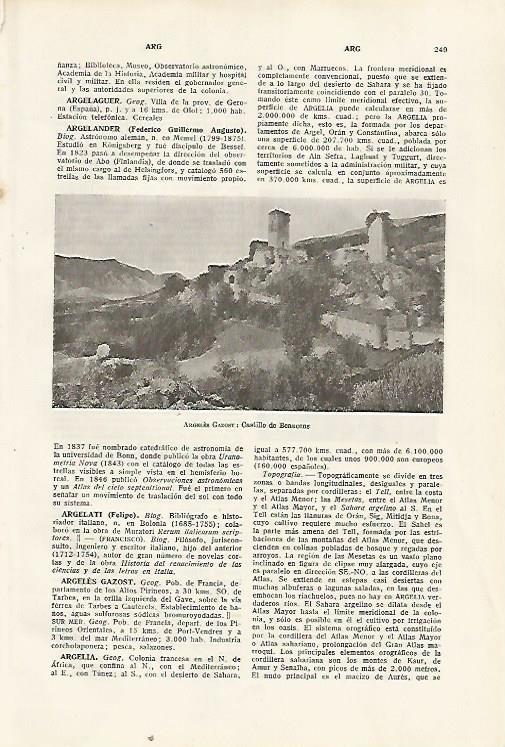 LAMINA SALVAT 80299: Castillo de Beaucens en Argeles Gazost