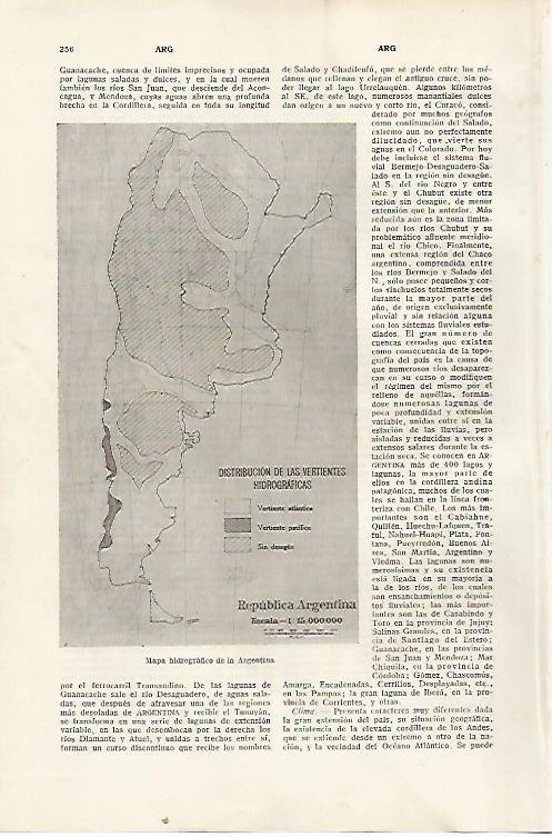 LAMINA SALVAT 80300: Mapa hidrografico de Argentina