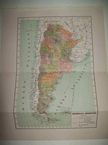 LAMINA SALVAT 80302: Mapa de Argentina