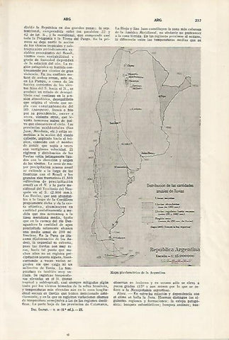 LAMINA SALVAT 80306: Mapa pluviometrico de Argentina