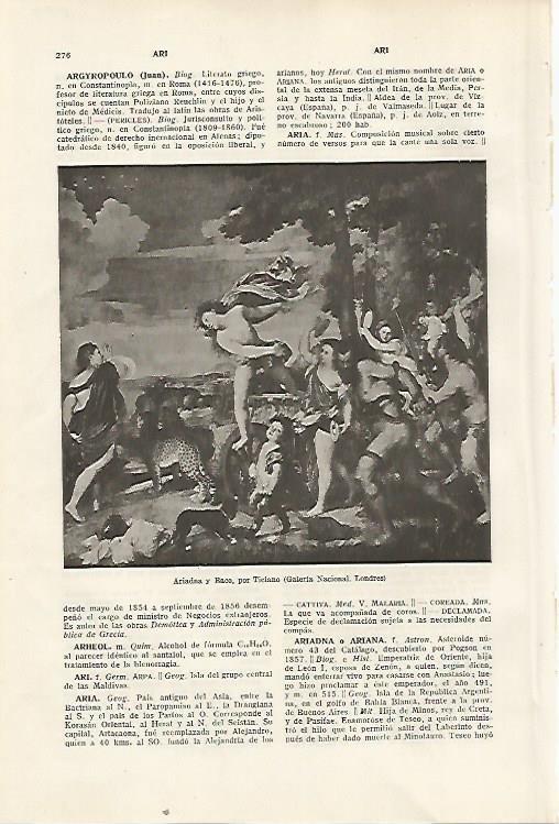LAMINA SALVAT 80307: Ariadna y Baco por Tiziano