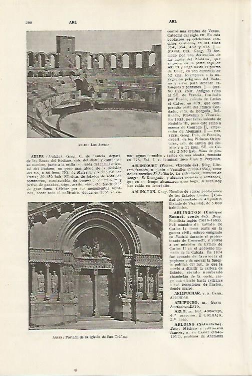 LAMINA SALVAT 80311: Arenas e iglesia de Arles