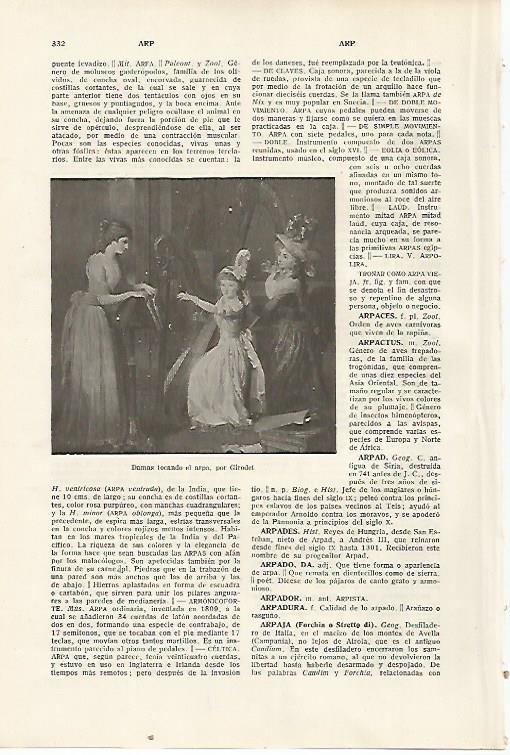 LAMINA SALVAT 80323: Damas tocando el arpa por Girodet