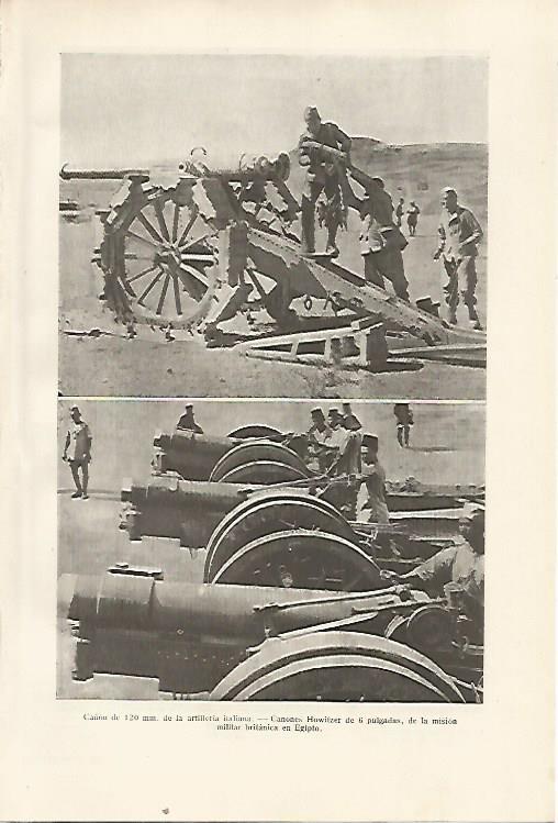 LAMINA SALVAT 80342: Cañon italiano y cañones Howitzer britanicos