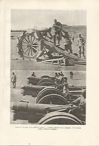 LAMINA SALVAT 80342: Cañon italiano y cañones Howitzer britanicos