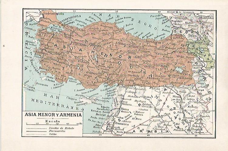 LAMINA SALVAT 80350: Mapa de Asia Menor y Armenia