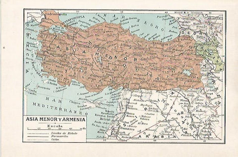LAMINA SALVAT 80350: Mapa de Asia Menor y Armenia