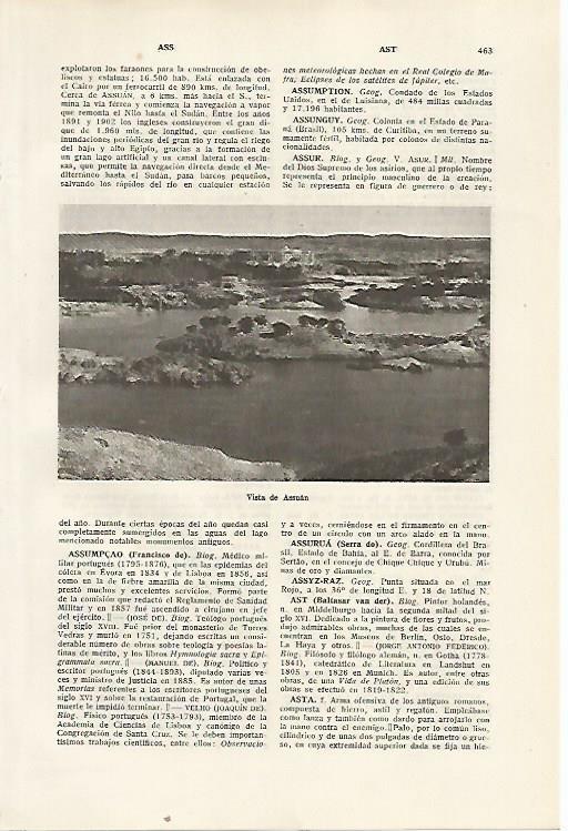LAMINA SALVAT 80357: Vista de Asuan (Egipto)