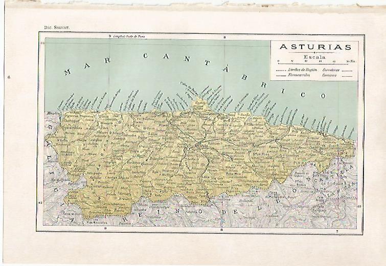 LAMINA SALVAT 80363: Mapa de Asturias
