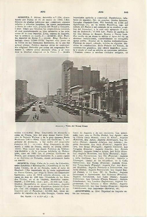 LAMINA SALVAT 80383: Broad Street en Augusta (Estados Unidos)