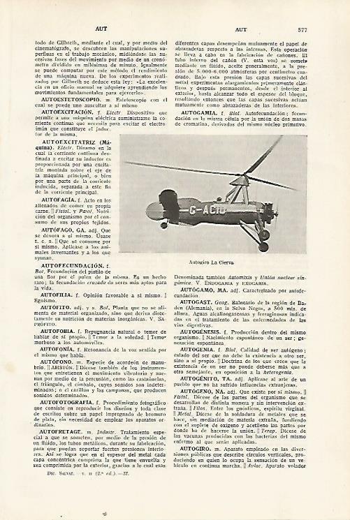 LAMINA SALVAT 80391: Autogiro La Cierva