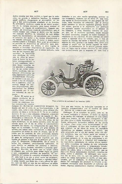 LAMINA SALVAT 80394: Automovil de bencina de 1895