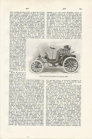 LAMINA SALVAT 80394: Automovil de bencina de 1895