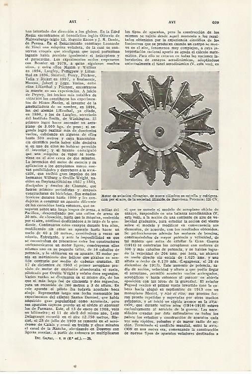 LAMINA SALVAT 80403: Motor de aviacion Dragon