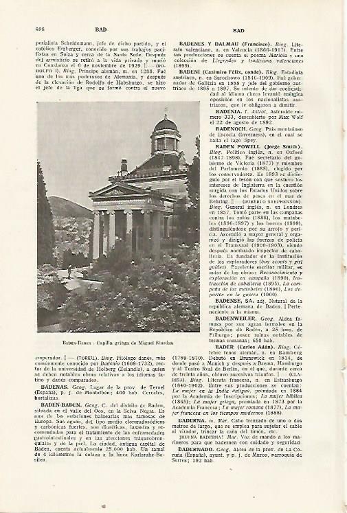 LAMINA SALVAT 80425: Capilla griega en Baden Baden
