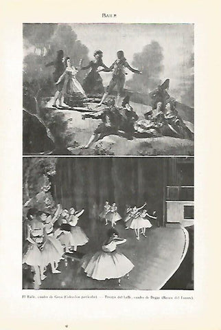 LAMINA SALVAT 80436: El Baile por Goya y Ensayo de Baile por Degas