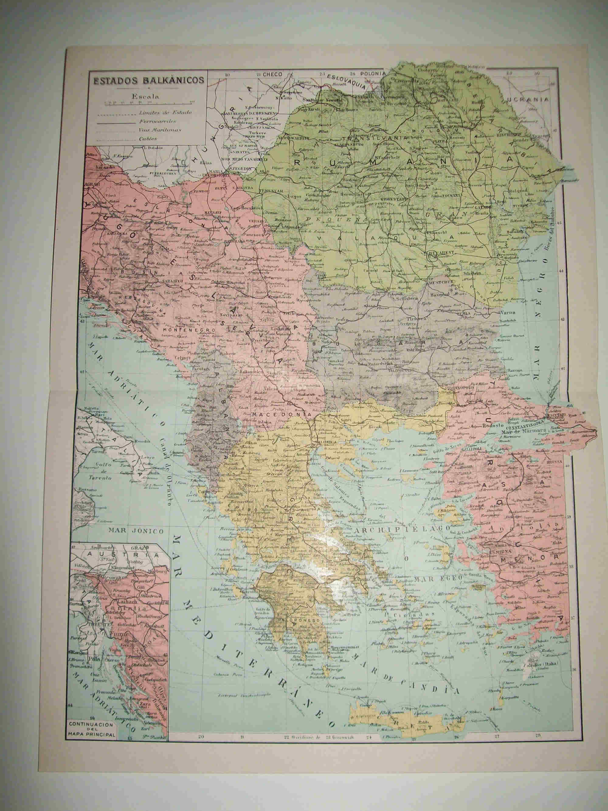 LAMINA SALVAT 80445: Mapa de los Estados Balcanicos