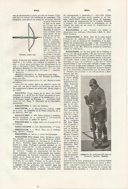 LAMINA SALVAT 80454: Ballesta del siglo XVI y ballestero del siglo XV