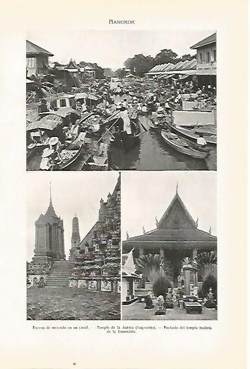 LAMINA SALVAT 80464: Mercado y templos de Bangkok