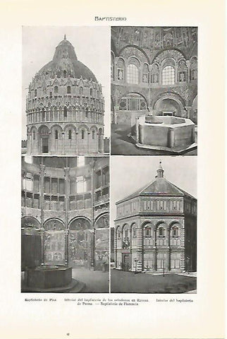 LAMINA SALVAT 80472: Baptisterio de Pisa Ravena Parma y Florencia