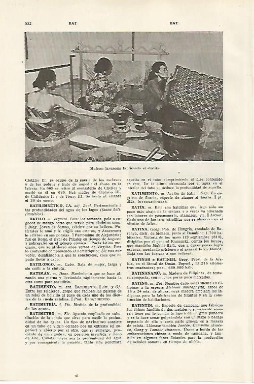 LAMINA SALVAT 80514: Mujeres de Java fabricando el batik