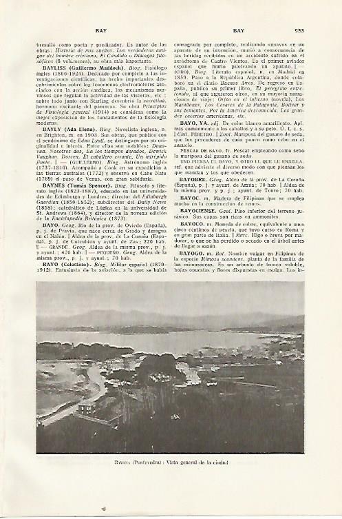 LAMINA SALVAT 80522: Vista de Bayona (Pontevedra)