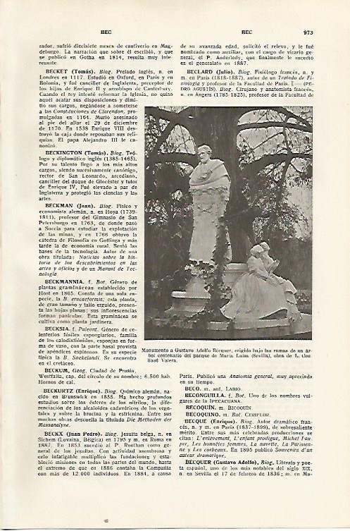 LAMINA SALVAT 80527: Monumento a Becquer en Sevilla