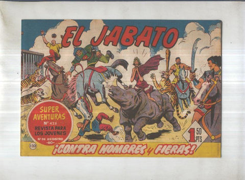 Bruguera: El Jabato numero 132: Contra hombres y fieras