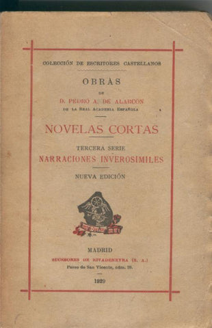Novelas cortas, tercera serie Narraciones inverosimiles