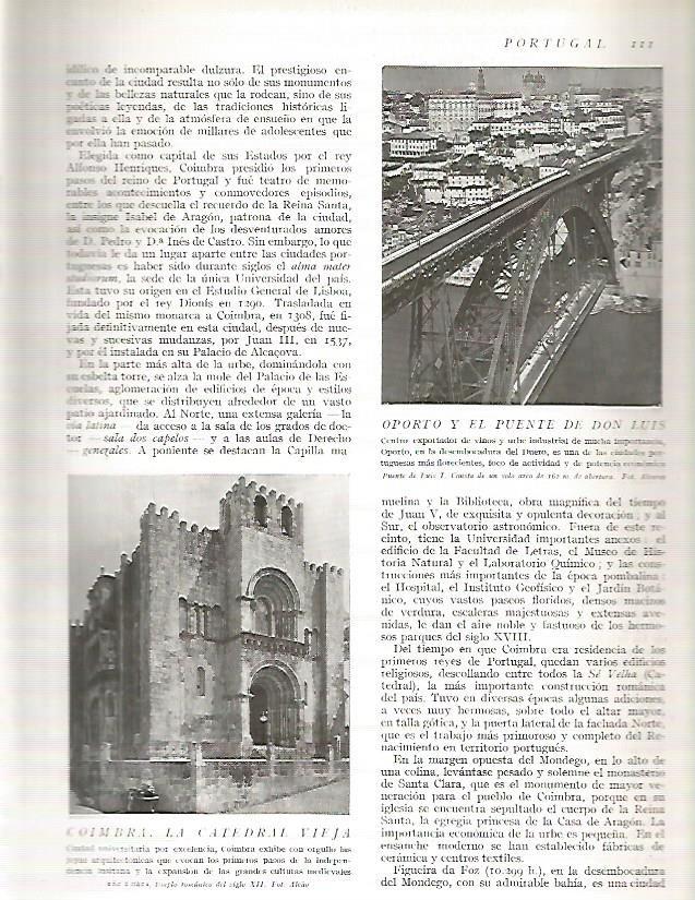 LAMINA 3087: PORTUGAL. El Puente de Don Luis enOporto . Catedral Vieja de Coimbra