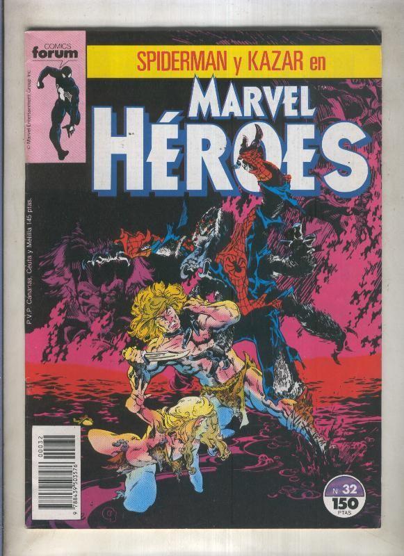 Marvel Heroes numero 32: Spiderman y Kazar (numerado 3 en trasera)