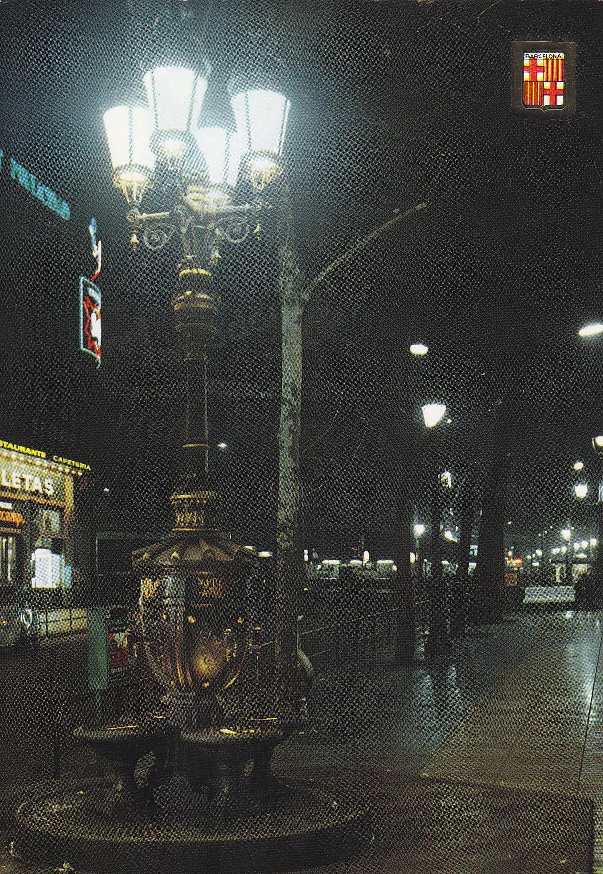 Postal 60217: Vista nocturan Rambla y fuente Canaletas (Barcelona). 